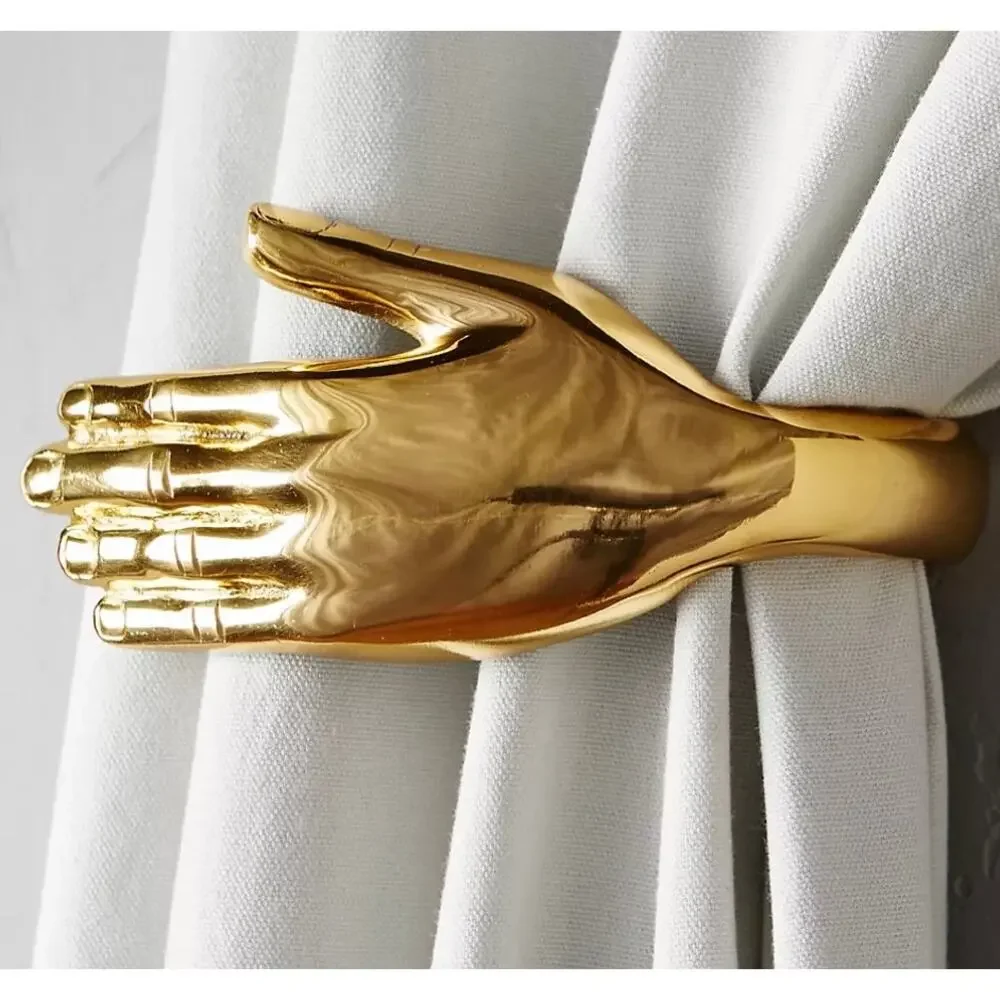 Pair of Brass Hand Curtain Tie Backs